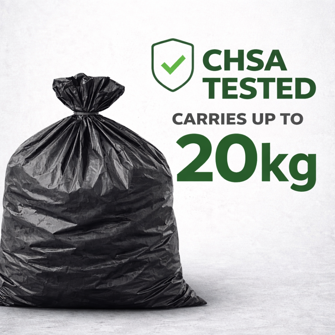200 Pack Black Refuse Sacks 100L 20kg Extra Heavy Duty Bin Bags 18x29x38"