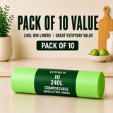 10 x ECO360 100% Compostable Wheelie Bin Liners 1125x1400mm 240L
