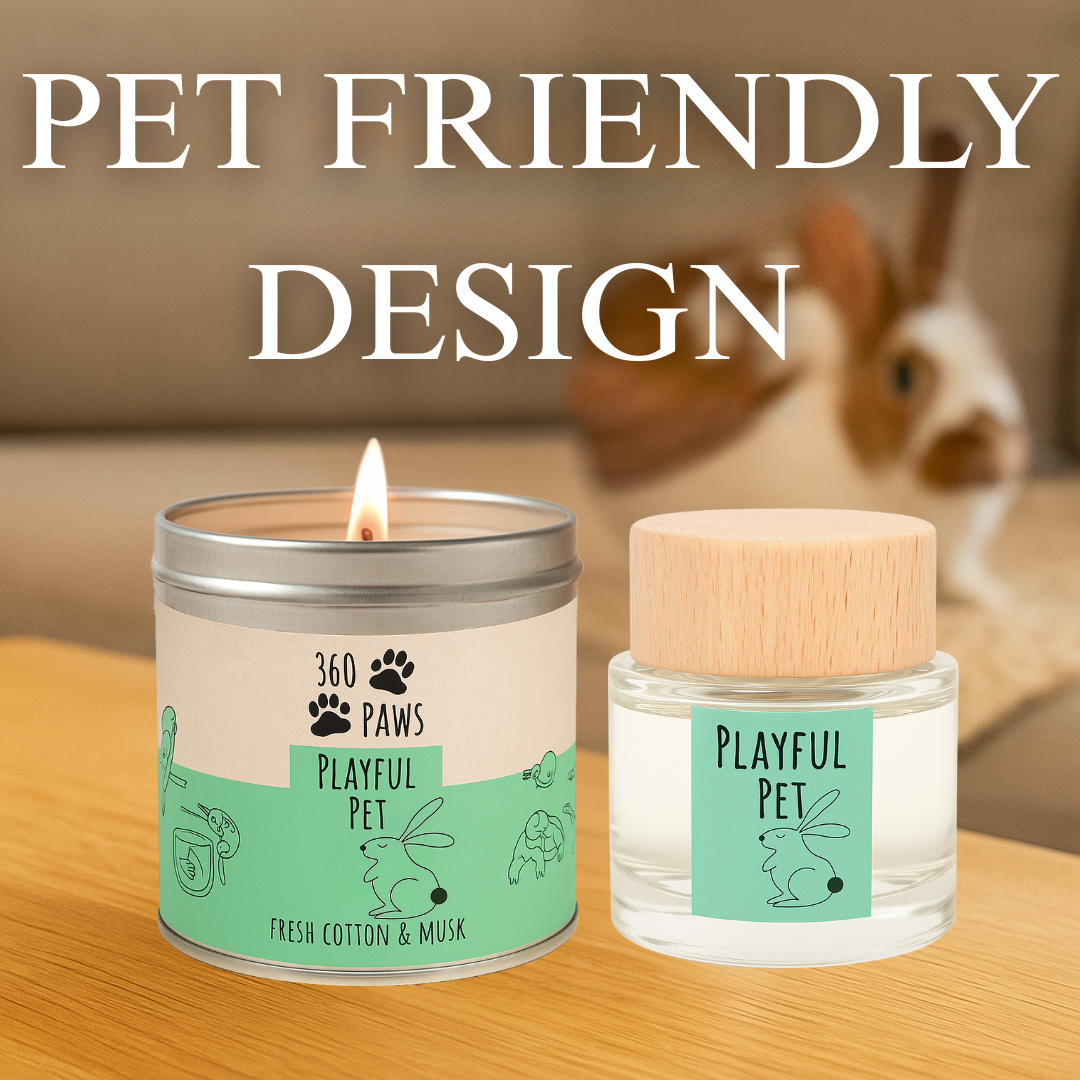 Playful Pet Odour Neutralising Candle & Diffuser – 360 Paws Home Fragrance Set