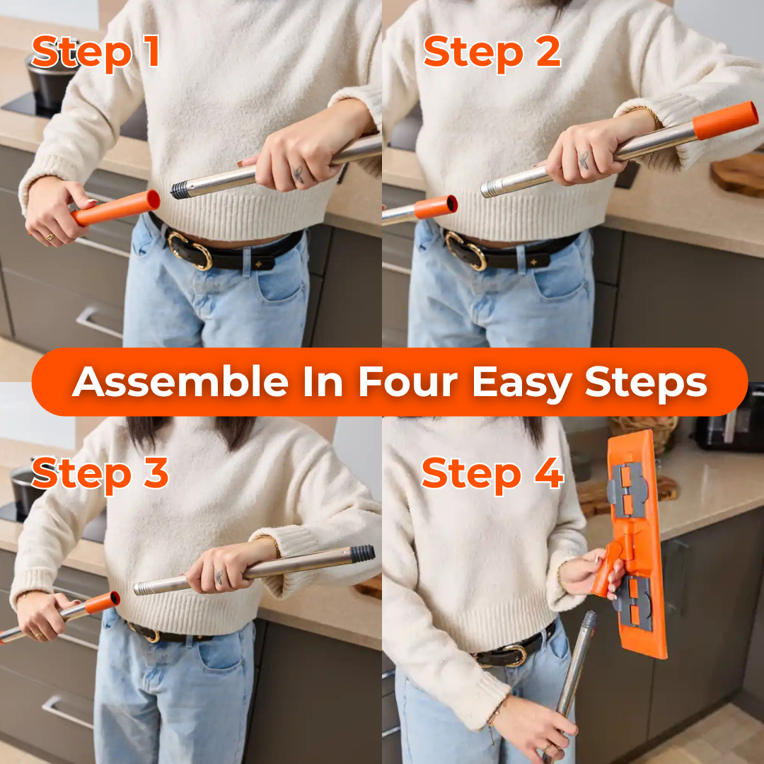 MACROMAX FAMOUS Cleaning System Flat Mop | 100% Microfiber | Wet & Dry Use