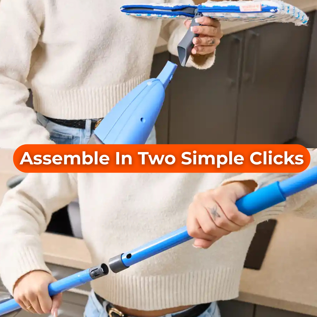 MACROMAX FASHION DOUBLE SPRAY MOP – 360° Swivel Head with 550ml Refillable Bottle and Washable Pads