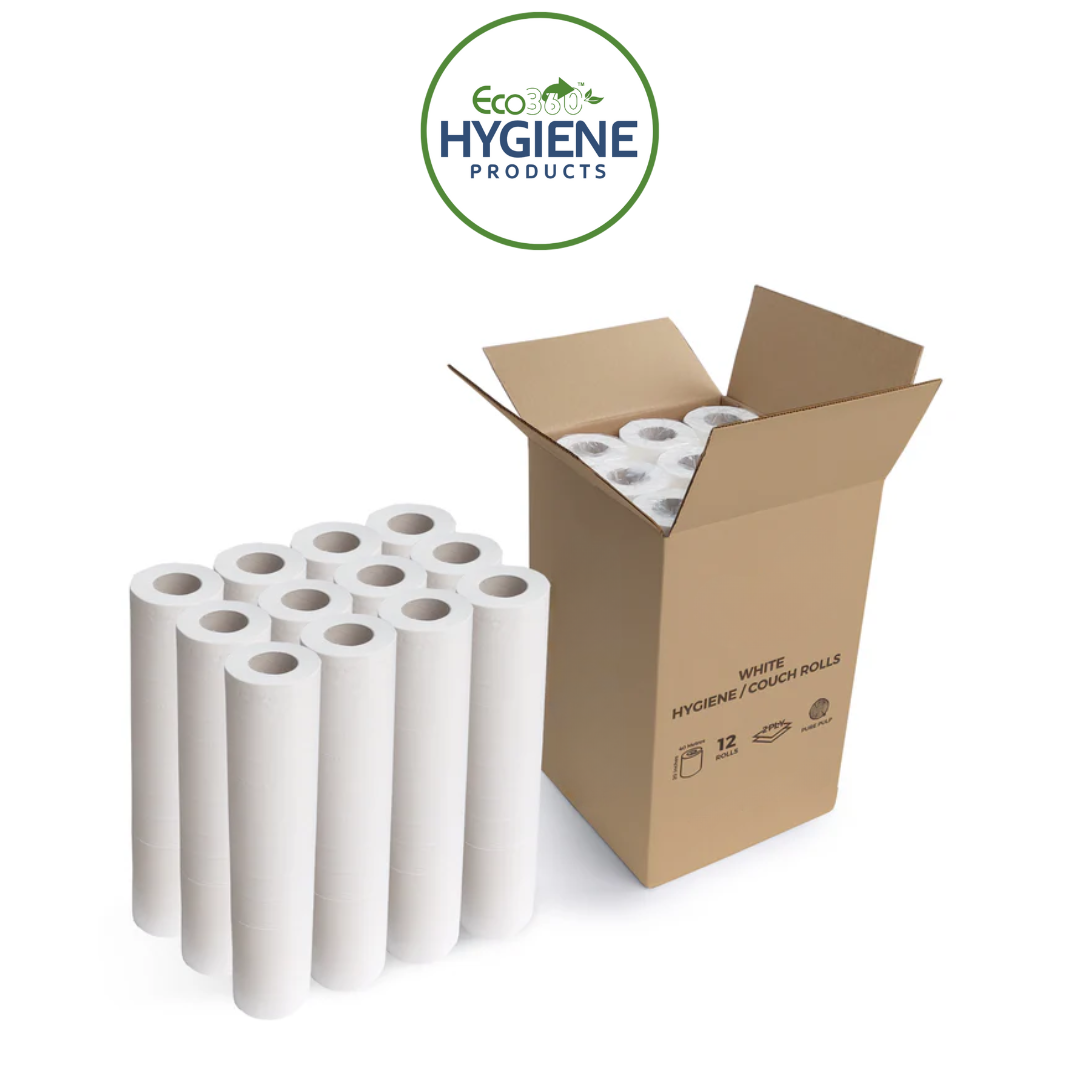 Couch Rolls 12x Rolls Per Case Pure Pulp White 2ply With Core