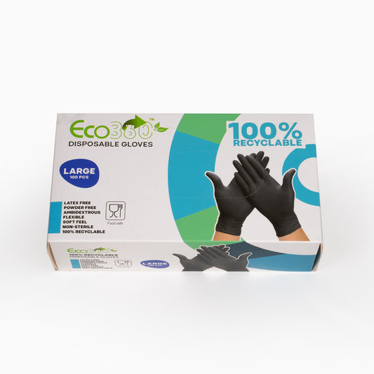 Vinyl Disposable Latex Free Gloves Black 100pk