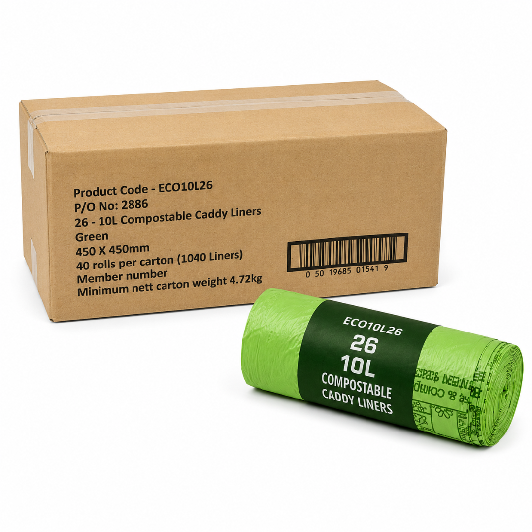26 x ECO360 100% Compostable Corn Starch Caddy Liners 450 x 450mm 10L