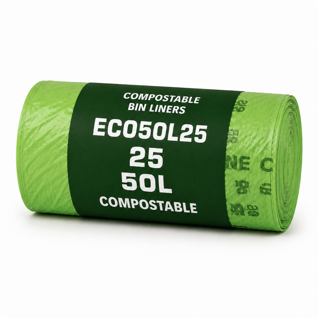 25 x ECO360 100% Compostable Corn Starch Bin Bags 600x670mm 50L