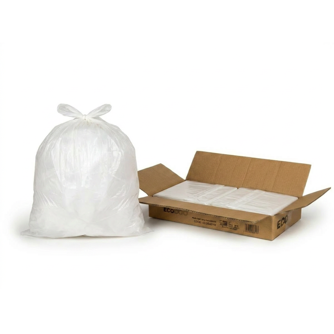White Medium Duty Refuse Sacks (200pk) 18x29x38" recycled material