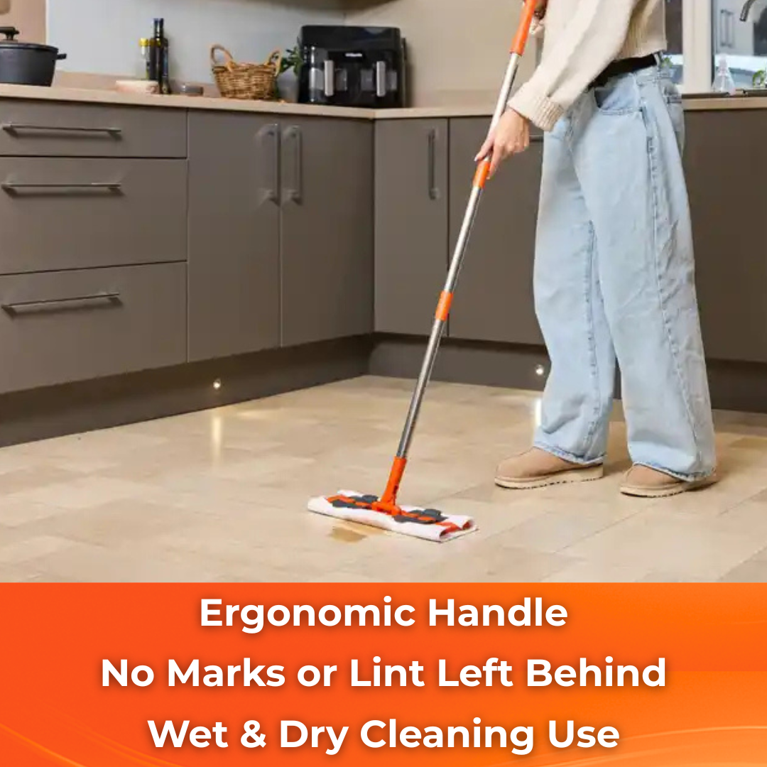 MACROMAX FAMOUS Cleaning System Flat Mop | 100% Microfibre | Wet & Dry Use