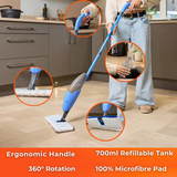 MACROMAX FASHION DOUBLE SPRAY MOP – 360° Swivel Head with 550ml Refillable Bottle and Washable Pads
