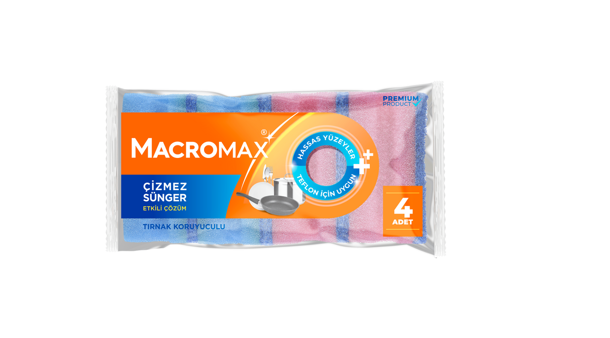 MACROMAX NON-SCRATCH SPONGE - PACK OF 4