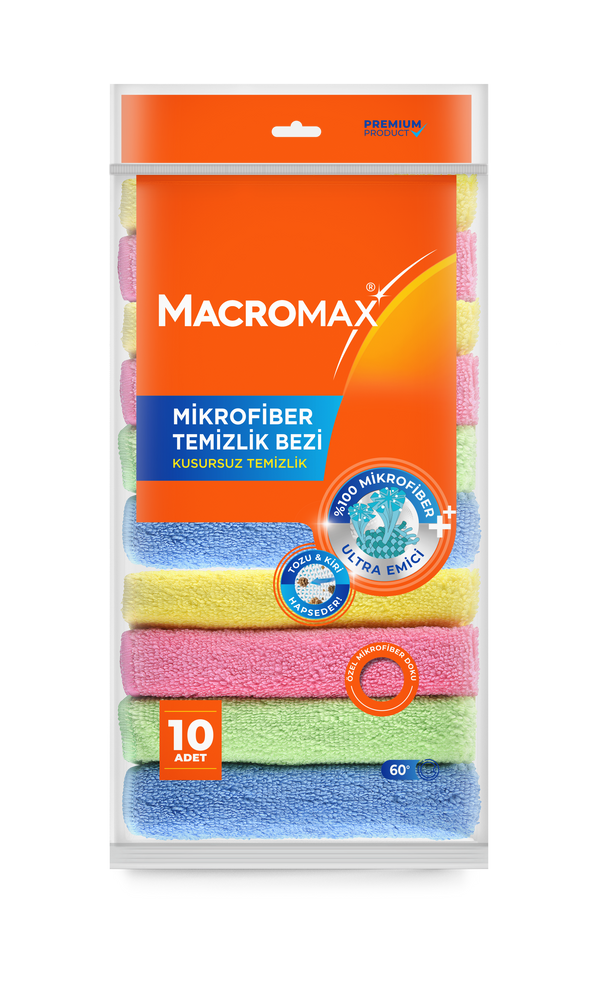 MACROMAX COLORFUL MICROFIBER CLOTH - 10 PACK