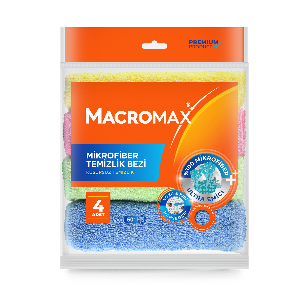 MACROMAX MICROFIBER CLEANING CLOTH - PACK OF 4