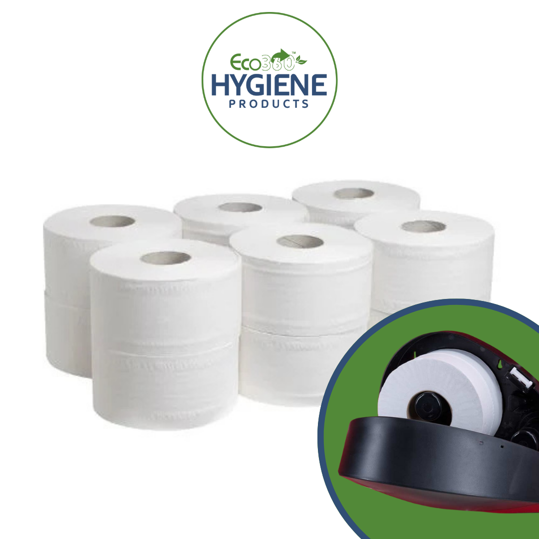 Mini Jumbo Toilet Rolls 12 Pack 150m 2-Ply White Paper