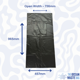 Ocean Waste Sacks 200 Pack Medium Duty 24mu 457 x 736 x 965mm Flat Pack Bags 90L