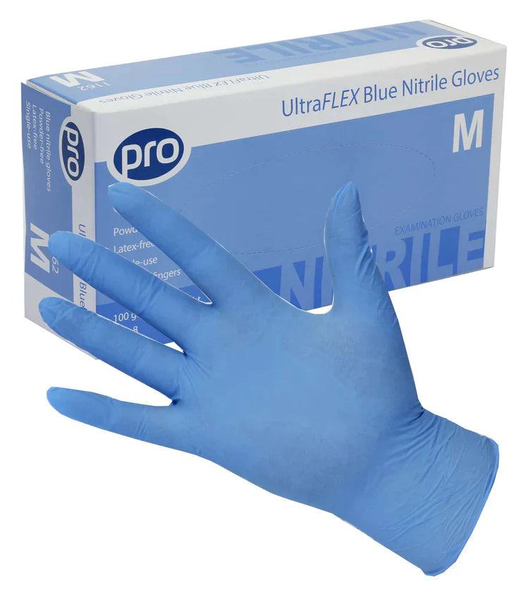 Pro Ultraflex Blue Nitrile Gloves (100) Medium