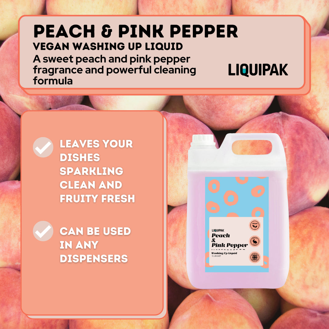 VEGAN WASHING UP LIQUID PEACH AND PINK PEPPER 5L