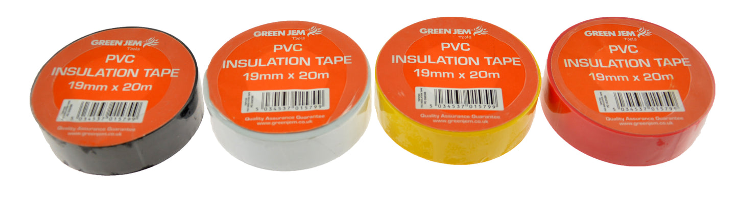 PVC Insulation Tape 19mm x 20m Pack of 4 (Multicolours)
