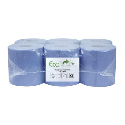 Blue Centerfeed Rolls 300 Sheet (6 rolls per case) Embossed / Perforated