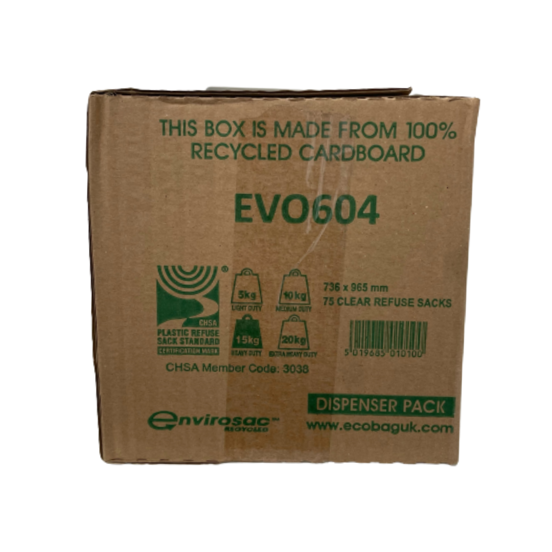 75 x Clear Bags on Roll Cube Dispenser 15kg