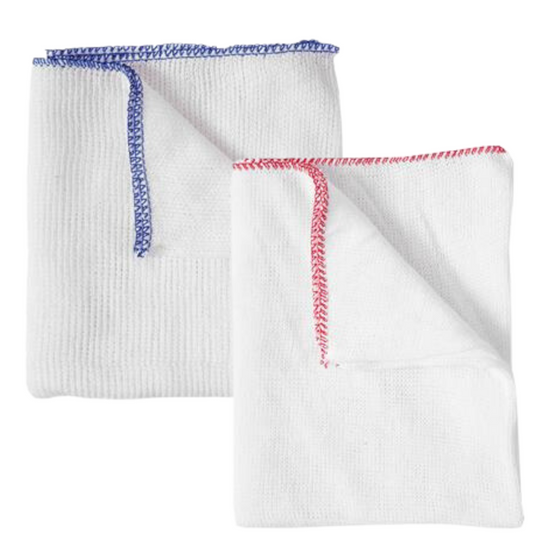 Lightweight Bleached Dishcloths 35x30cm (10pk) Red or Blue