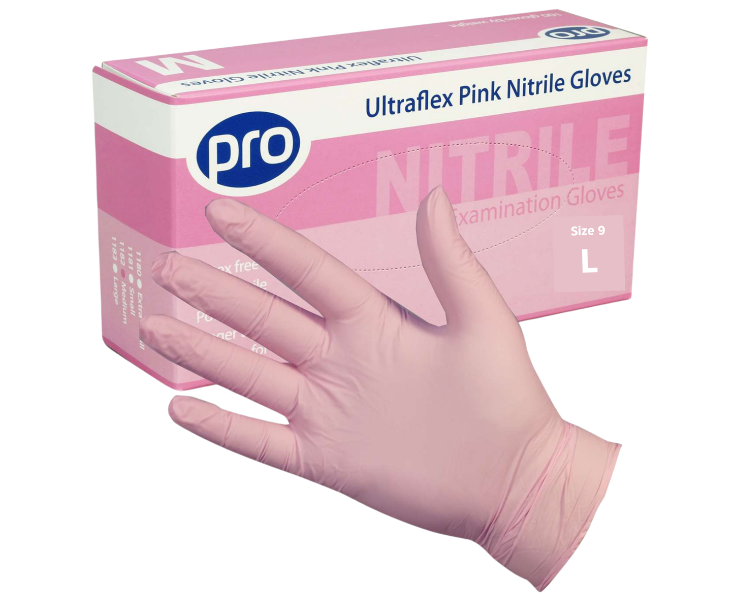 Pro Ultraflex Pink Nitrile Gloves (100) Large