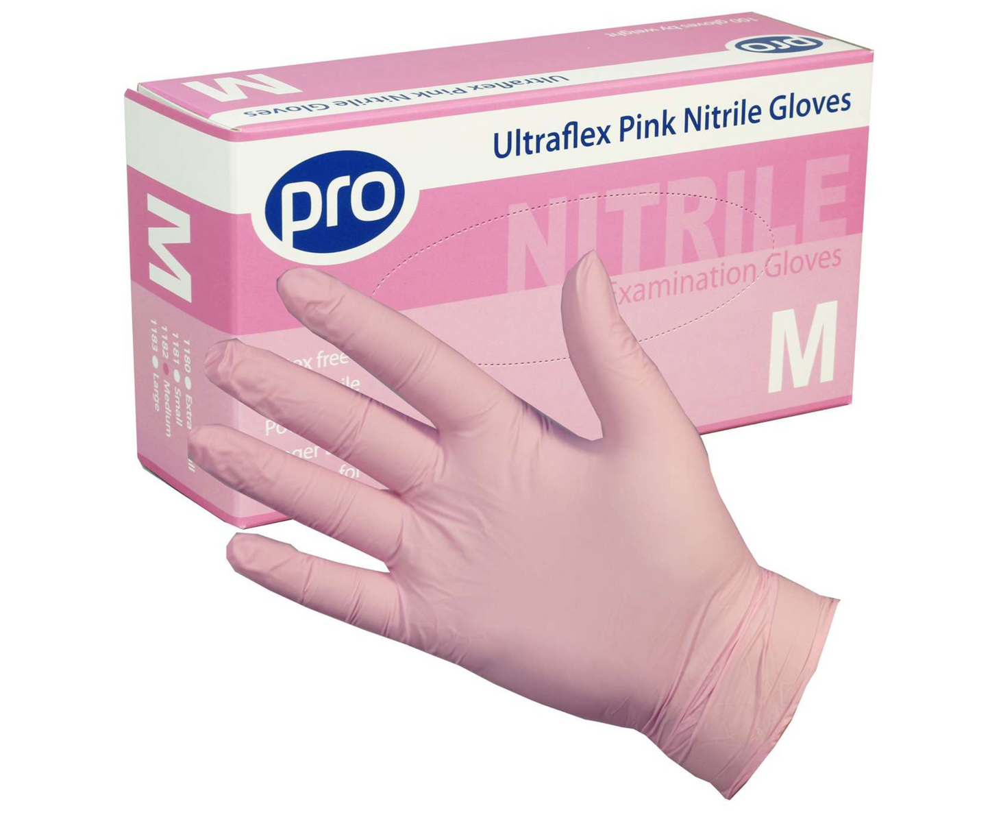 Pro Ultraflex Pink Nitrile Gloves (100) medium