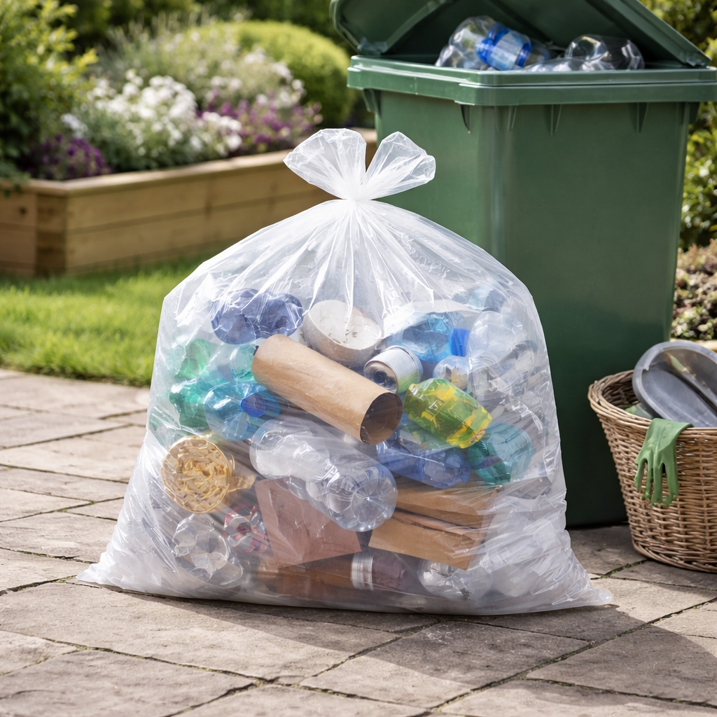 75 ECO Heavy Duty Clear Refuse Bags on a Roll Convenient Cube Dispenser 100 Litres