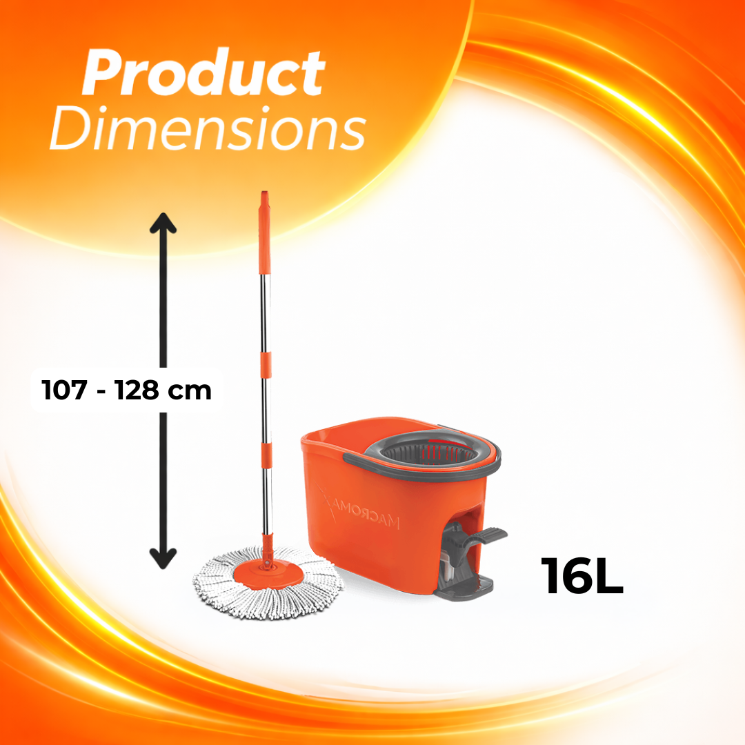 MACROMAX FORCE SPIN MOP AND BUCKET SET With Pedal – 360° Microfibre Cleaning System