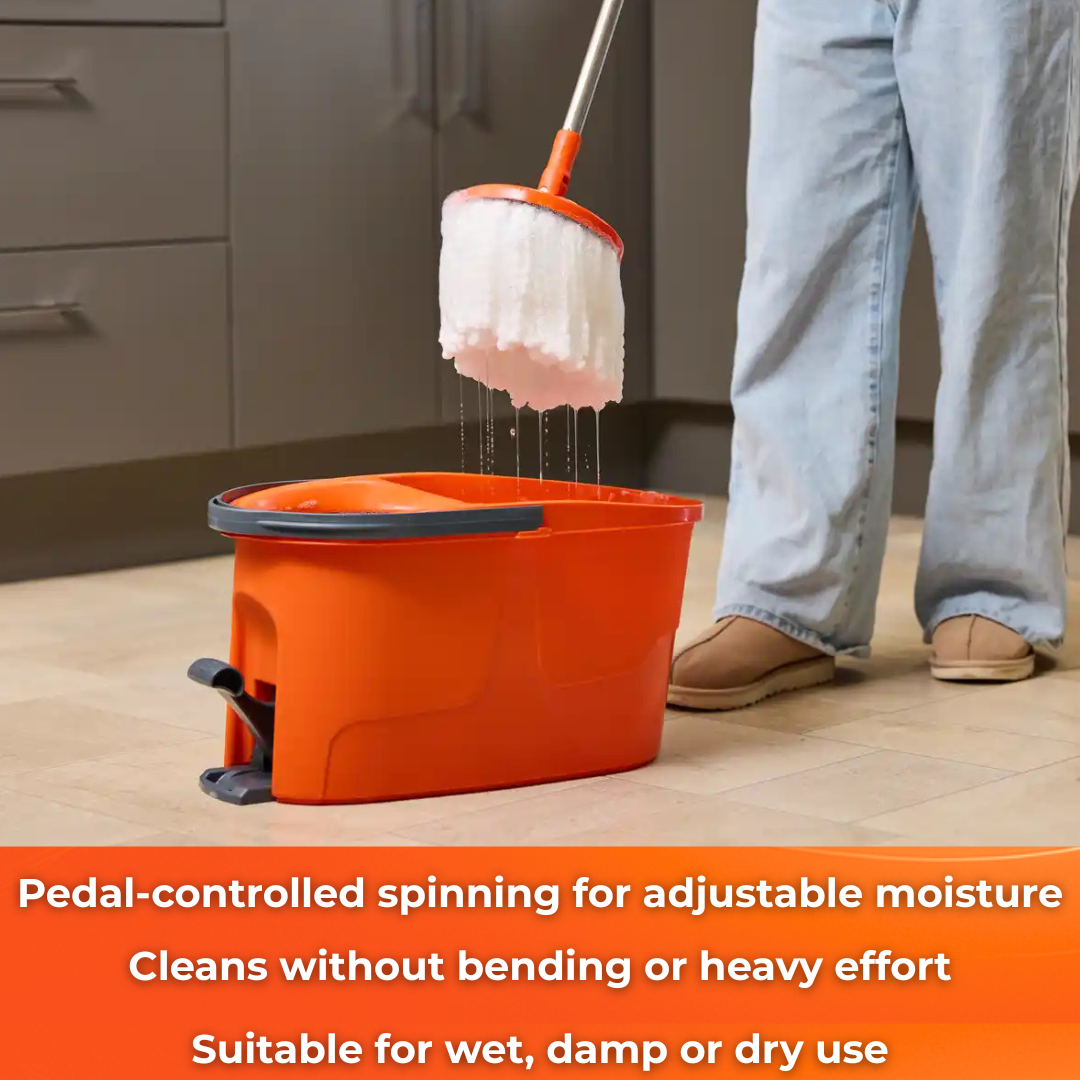 MACROMAX FORCE SPIN MOP AND BUCKET SET With Pedal – 360° Microfibre Cleaning System