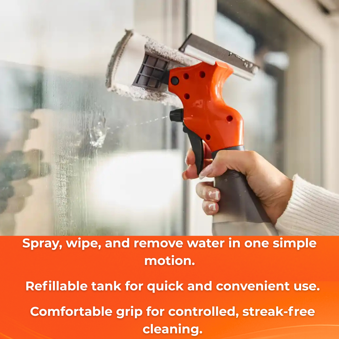 MACROMAX WINDOW CLEANING WIPER | Streak-Free Window & Mirror Cleaning Squeegee with Ergonomic Handle