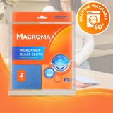 Macromax Microfiber Glass Cloths – 2 Pack | 100% Microfiber, Lint-Free & Streak-Free Glass Cleaning