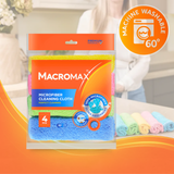 MACROMAX 100% MICROFIBRE CLEANING CLOTH (4 Pack) |Ultra Absorbent, 100% Microfibre, Lint-Free (4 Pack)