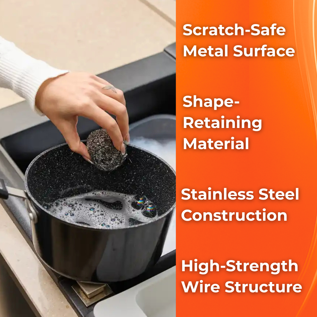 MACROMAX STAINLESS STEEL SCOURER (3 Pack) |  Non-Scratch, Durable Kitchen Cleaning Pads