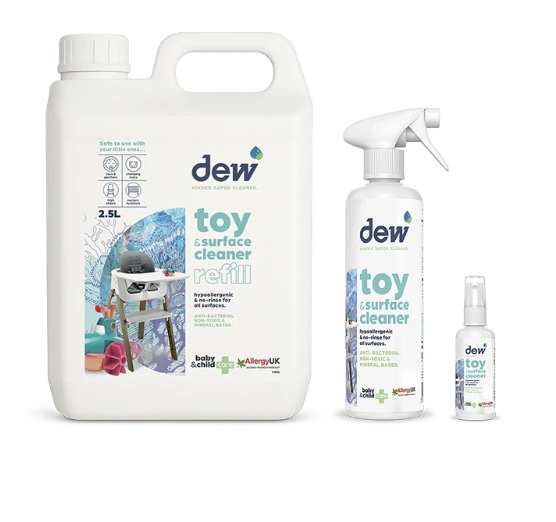 Dew Toy & Surface Cleaner – Non-Toxic, Hypoallergenic, 99.9% Effective | Refillable