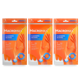 MACROMAX CLEANING GLOVES – Small, Medium and Large | Cotton Lining, Waterproof, Non-Slip Latex Gloves