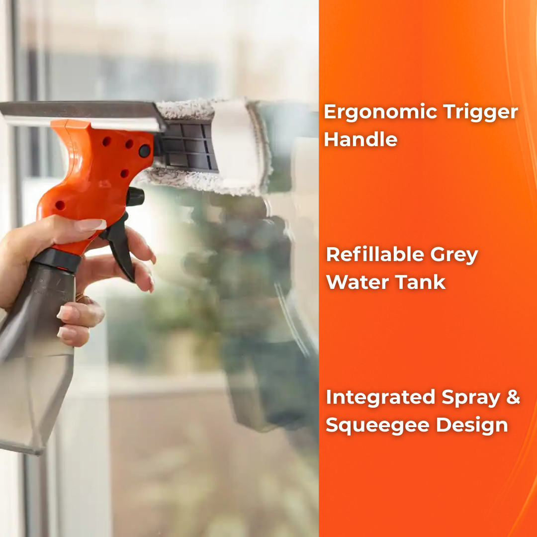 MACROMAX WINDOW CLEANING WIPER | Streak-Free Window & Mirror Cleaning Squeegee with Ergonomic Handle