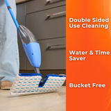 MACROMAX FASHION DOUBLE SPRAY MOP – 360° Swivel Head with 550ml Refillable Bottle and Washable Pads