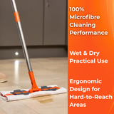 MACROMAX FAMOUS Cleaning System Flat Mop | 100% Microfibre | Wet & Dry Use