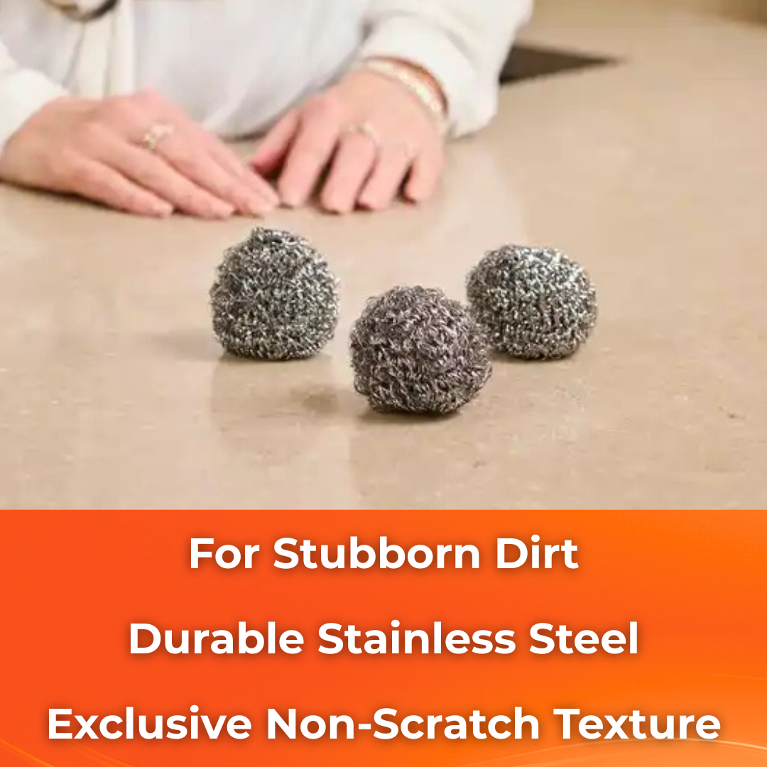 MACROMAX STAINLESS STEEL SCOURER (3 Pack) |  Non-Scratch, Durable Kitchen Cleaning Pads