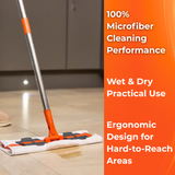 MACROMAX FAMOUS Cleaning System Flat Mop | 100% Microfiber | Wet & Dry Use
