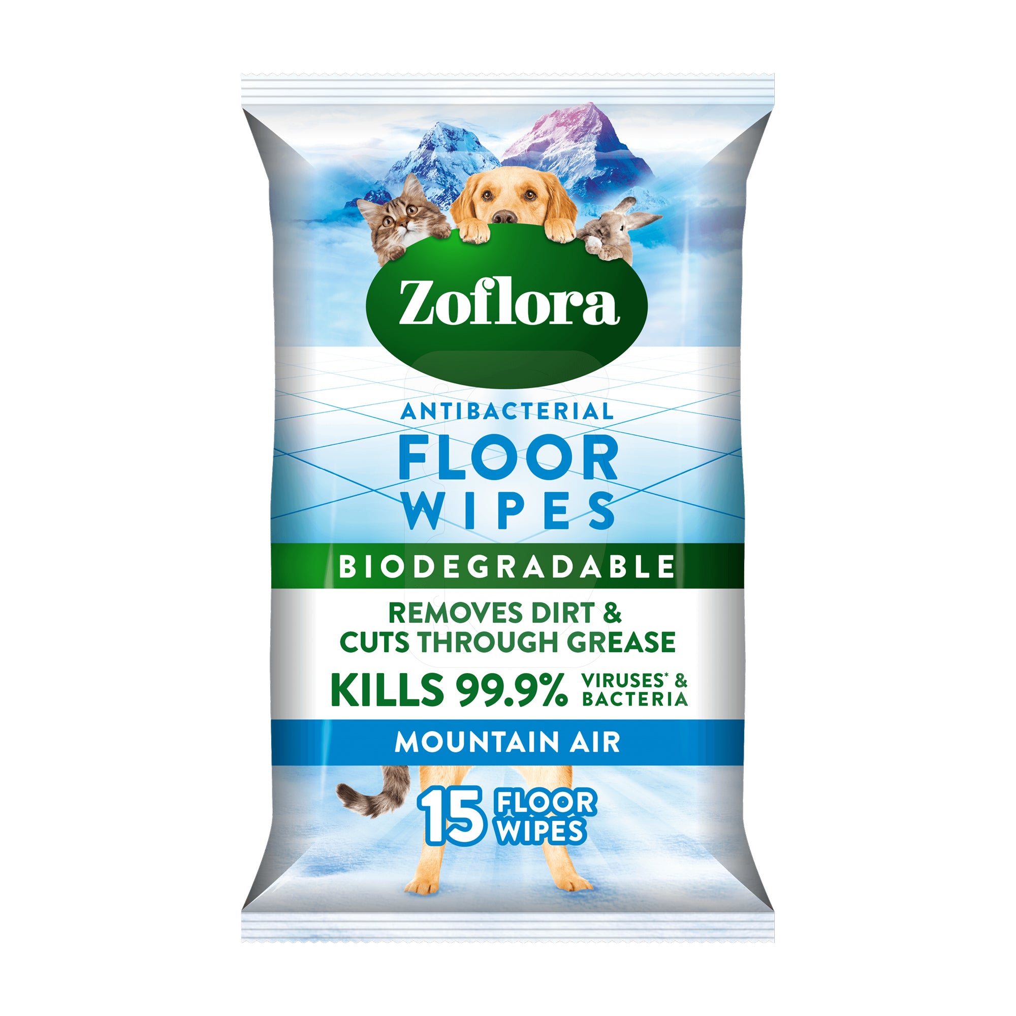 Zoflora Mountain Air Antibacterial Floor Wipes Pet Friendly