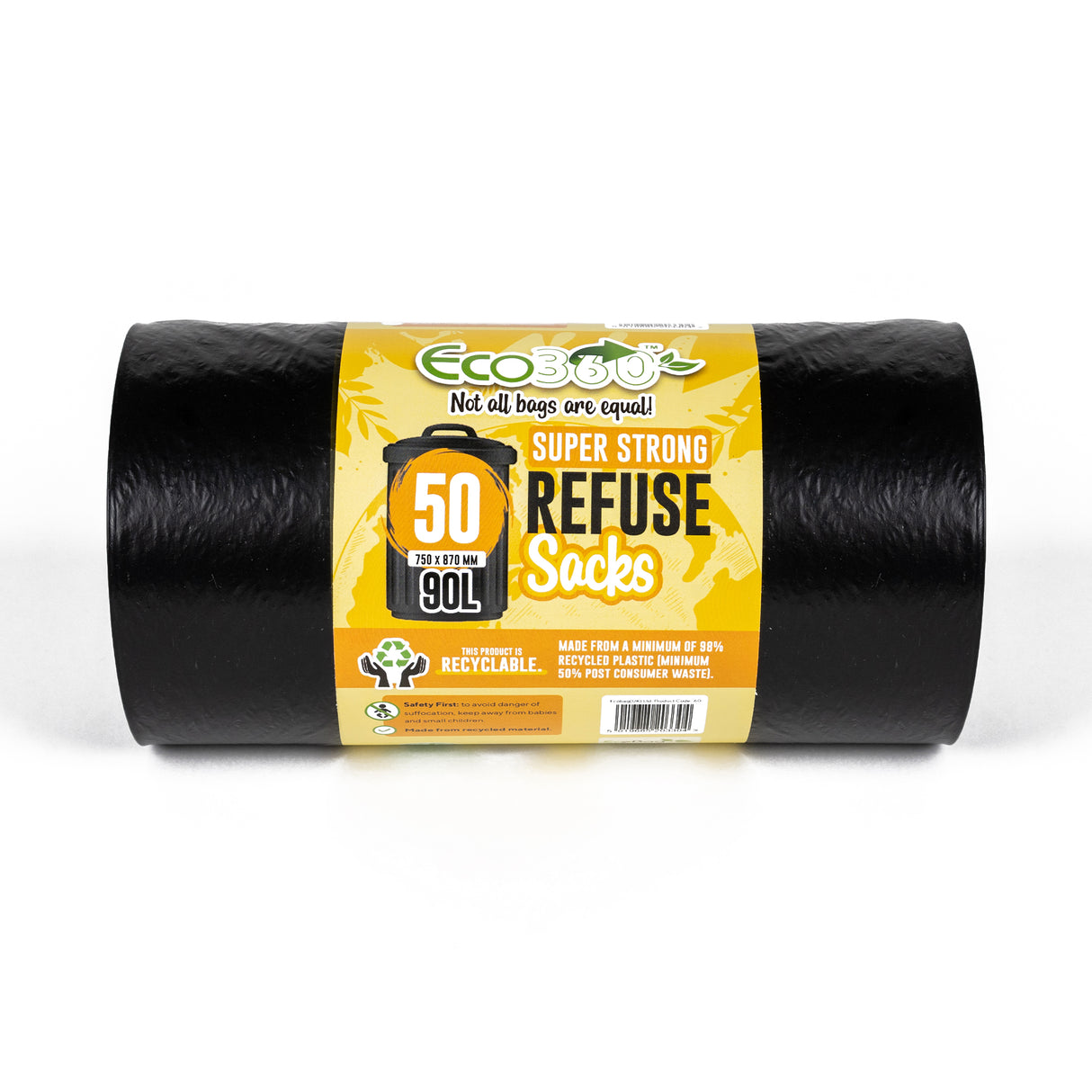 50 x Eco Super Strong Refuse Sacks 90L